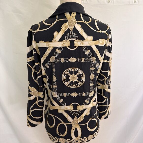 J. McLaughlin Womens Catalina Cloth Top M Equestrian Gold Popover Polo Shirt - Picture 5 of 8